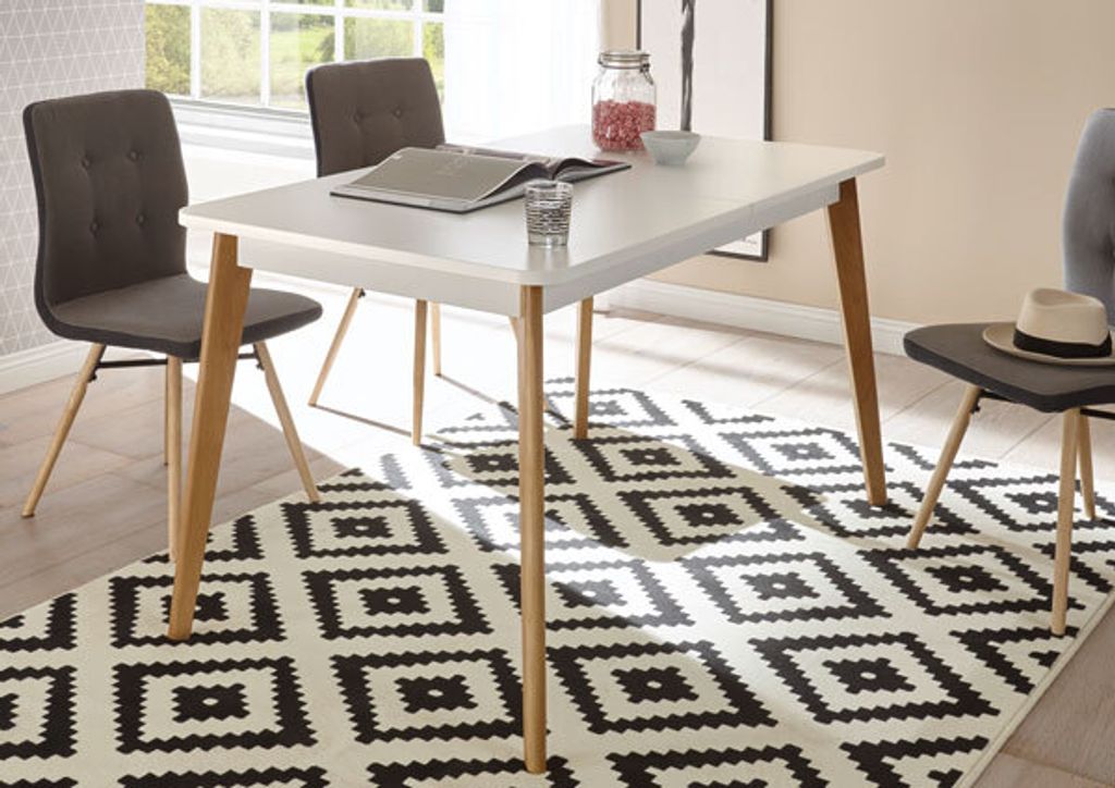 Esstisch Merle 140-180x80cm eiche riviera / weiß matt Esszimmertisch Küchentisch
