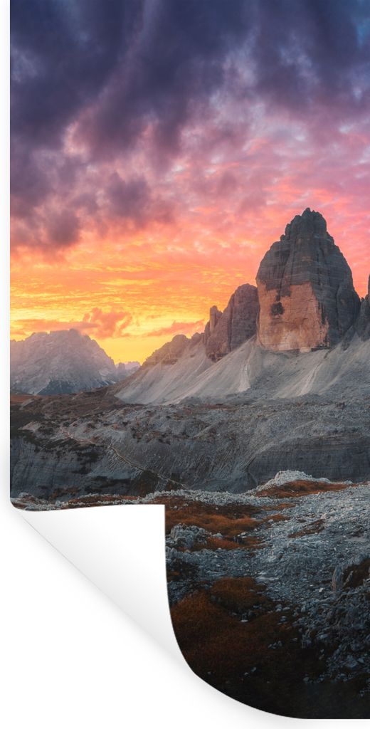 MuchoWow Wandtattoo Wandsticker Wandaufkleber Felsen - Berg - Sonnenuntergang - Landschaft 60x120 cm Selbstklebend und Repositionierbar - Selbstk...