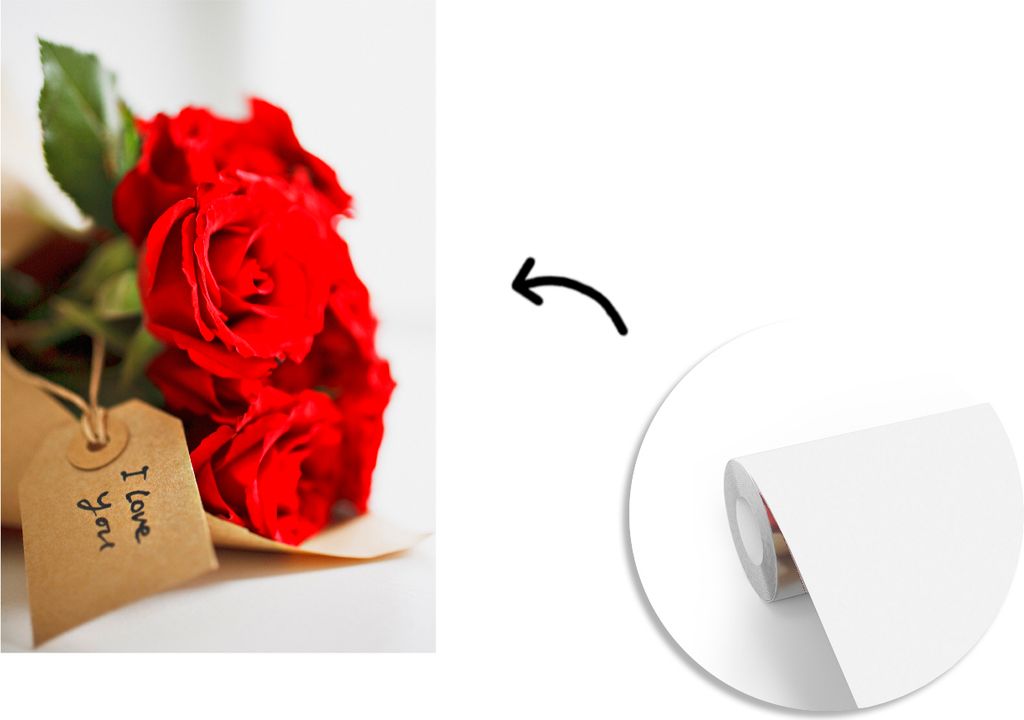 MuchoWow Fototapete für Wohnzimmer oder Schlafzimmer Wandtapete Vinyl Motivtapete Rote Rosen auf weißem Hintergrund zum Valentinstag - 150x220 ...