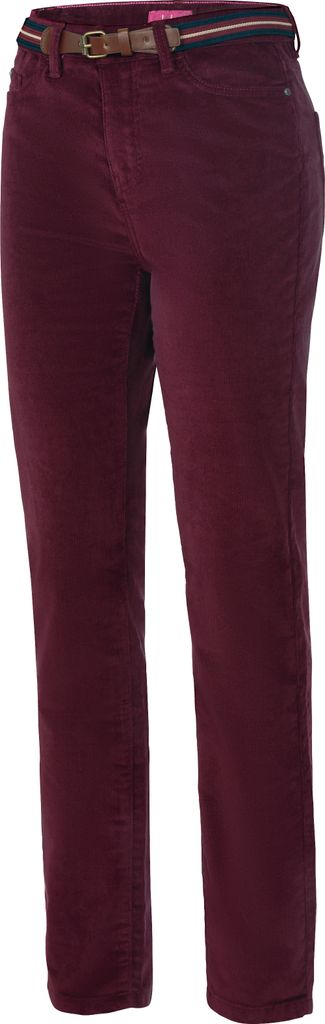 Belmina Damen Cordhose mit Gürtel, aus elastischem Feincordgewebe