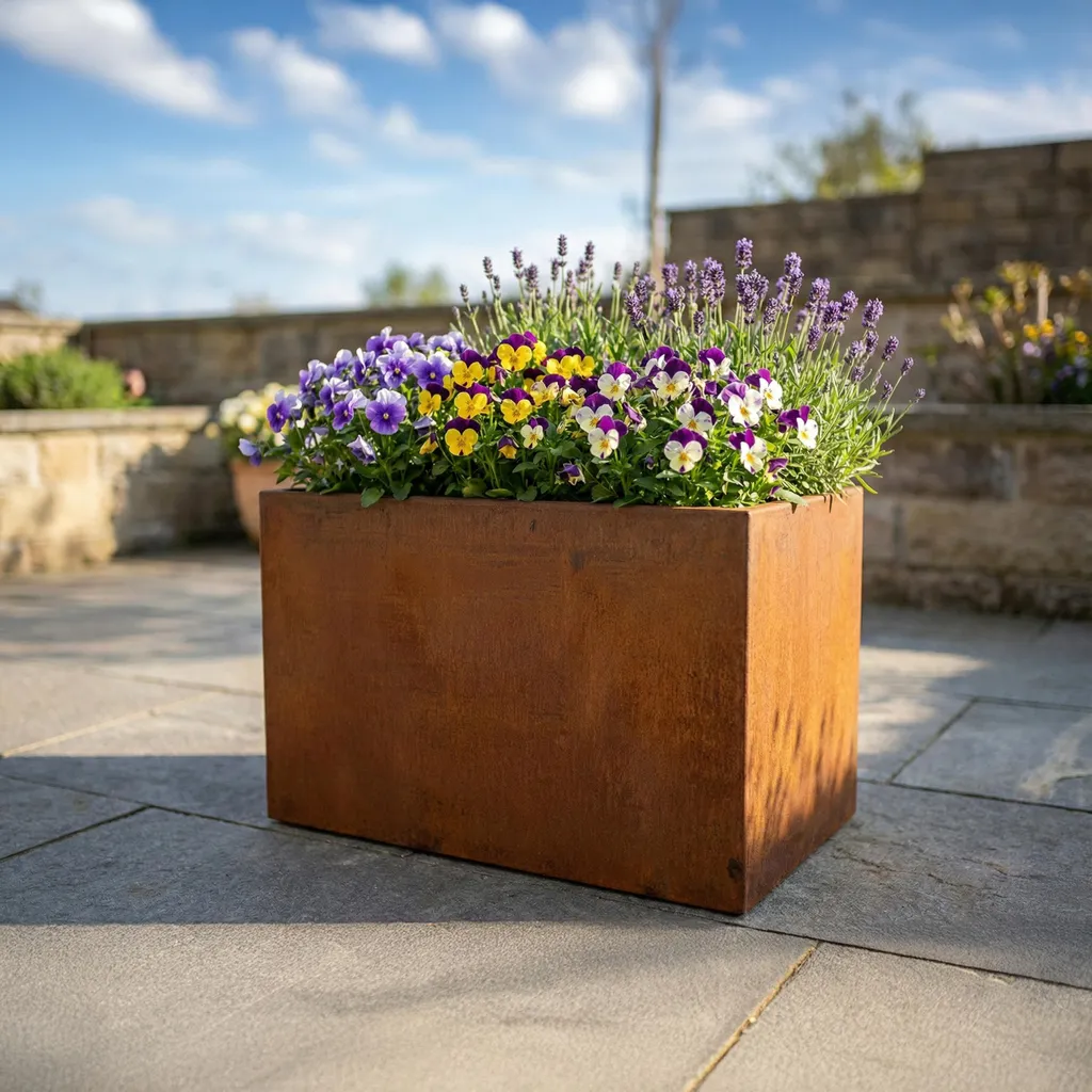 Bac à plantes en acier Corten 60 x 40 x 40 cm - Jardinière Extérieure