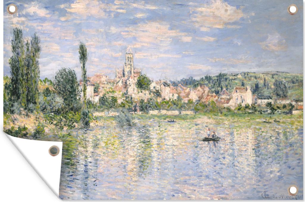 MuchoWow 90x60 cm Outdoor-Poster Gartendeko Sichtschutz Garten Poster für den Garten Vetheuil im Sommer - Gemälde von Claude Monet