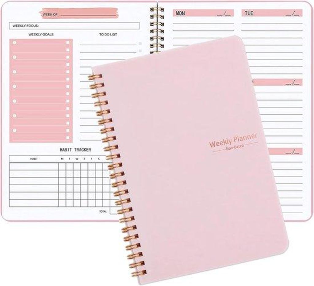 Wochenplaner - A5-Taschenkalender ohne Datum - Wochenzieleplaner - 52-Wochen Arbeitsbuch mit Gehrung - Gesundheitsplaner für 52 Wochen - 21*14,5*0...