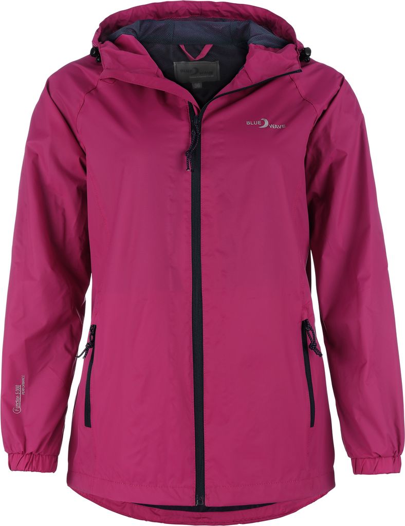 Blue Wave Damen Funktionsjacke Fabienne - Outdoor-Jacke Regenjacke Wander- und Fahrradjacke in Sangria Größe 42