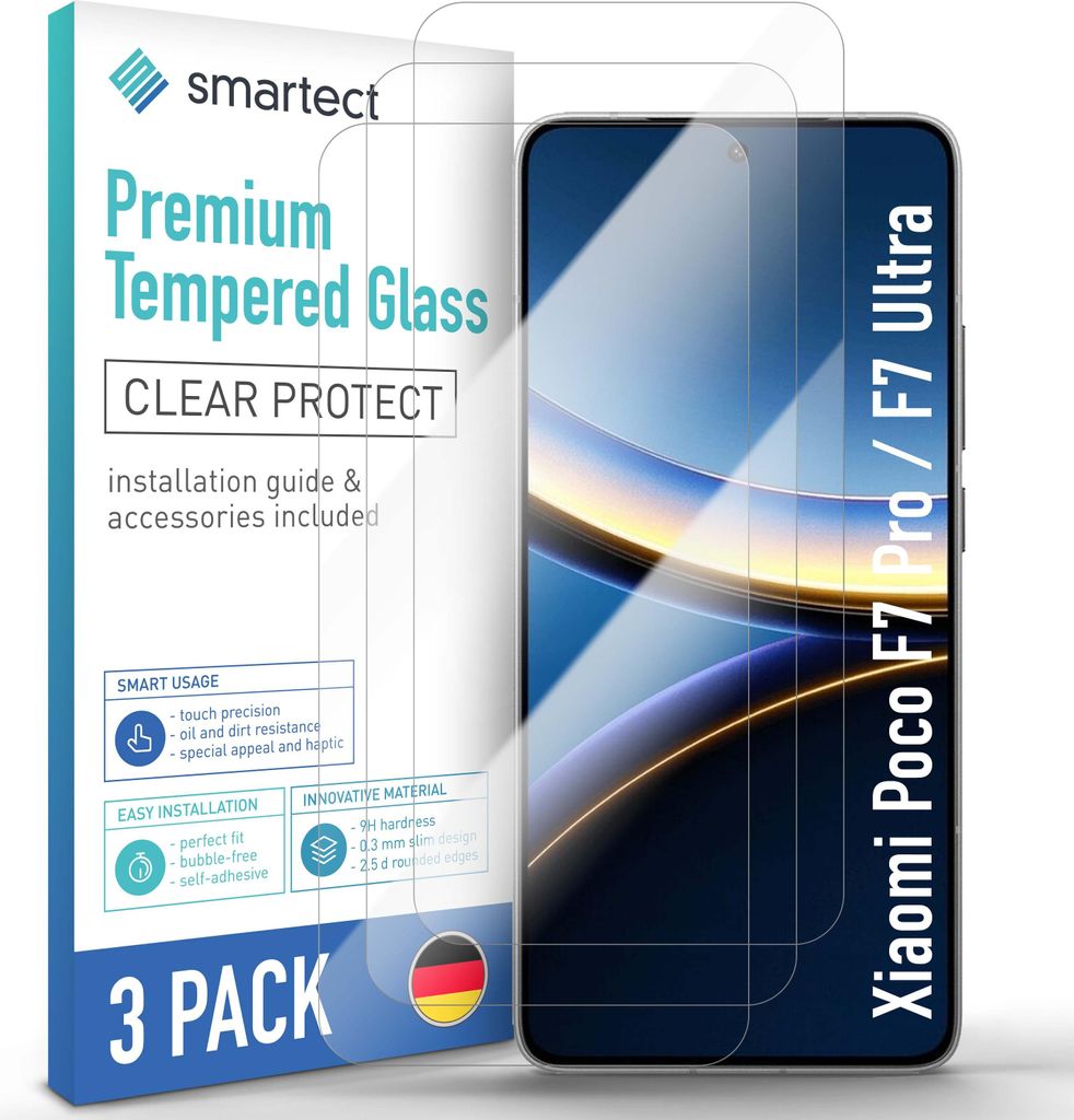 3x Schutzglas Panzerfolie für Xiaomi Poco F7 Pro/F7 Ultra Displayschutz Hartglas
