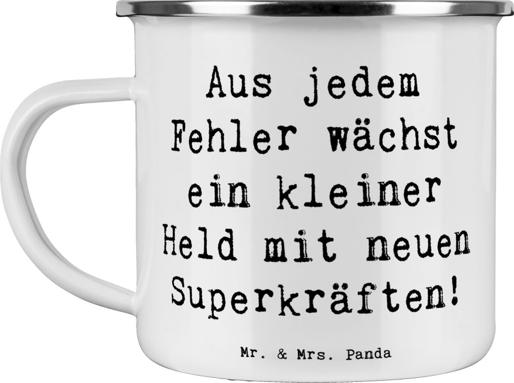 Mr. & Mrs. Panda Pott Spruch Fehler machen lernen - Weiß - Geschenk, Chancen, Teetasse, Emaille Becher, Zuversicht, Superkräfte, Vertrauem, Trost...