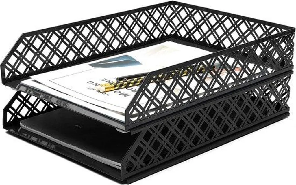 Étagère de bureau empilable métal lot de 2 pour libérer votre espace