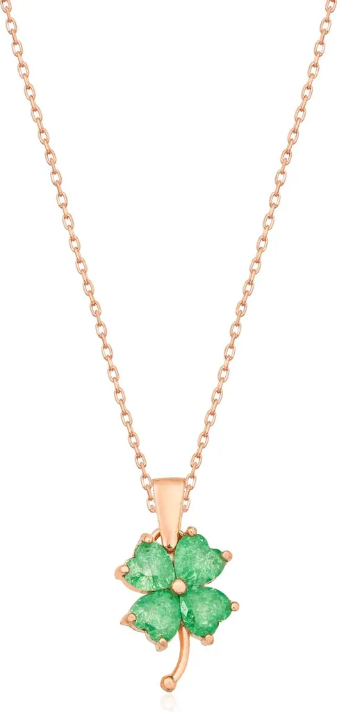 Collier trèfle à quatre feuilles en argent 925 et plaqué or rose avec zircon