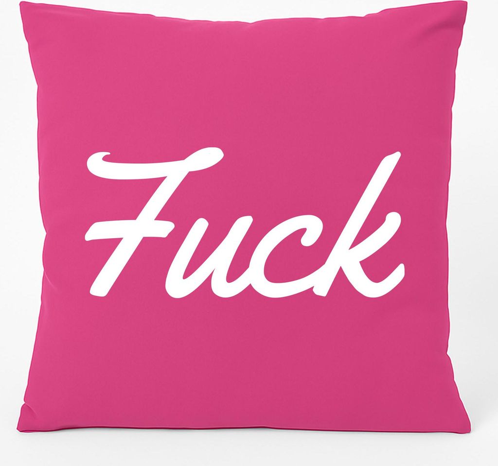 Huuraa Kissen Fuck englisch Schriftzug 40x40cm mit Füllung Fuchsia Baumwolle Dekokissen Geschenkidee