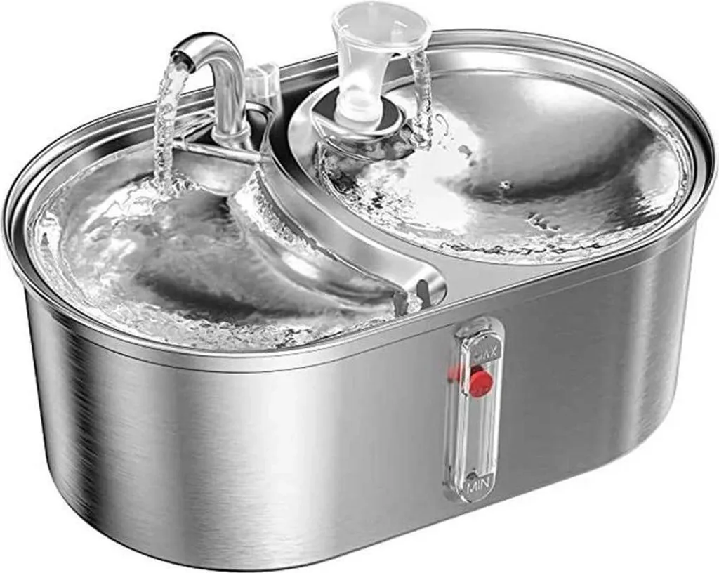 Fontaine à eau pour chat et chien en acier inoxydable 3,2L avec USB
