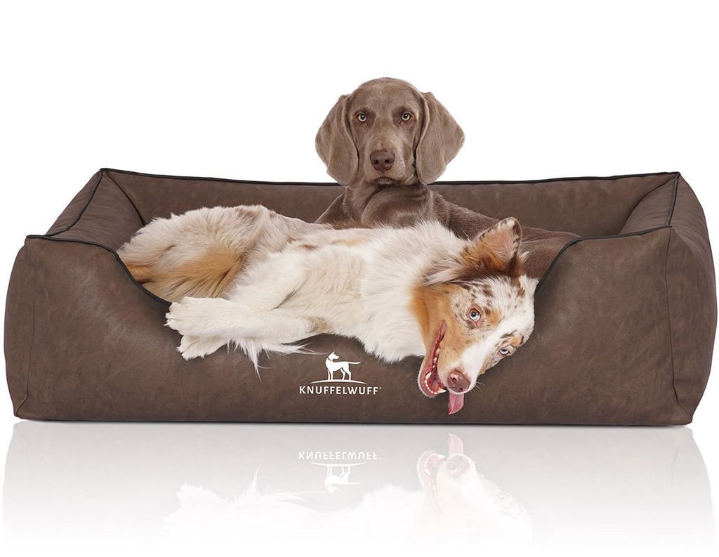 Knuffelwuff Hundebett Henderson aus marmoriertem Kunstleder XXL 120 x 85cm Braun