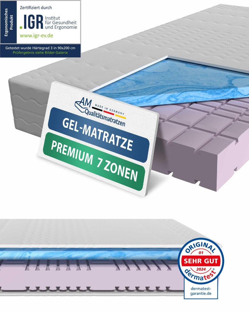 AM Qualitätsmatratzen | Premium Gelschaum-Matratze 160x200 Produktbild 