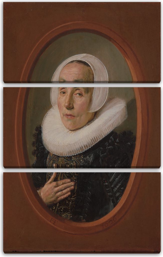 Leinwandbild 3-teilig (80x120cm): Frans Hals - Anna van der Aar (geb. 1576/77, gestorben nach 1626), echter Holz-Keilrahmen inkl. Aufhänger, handg...