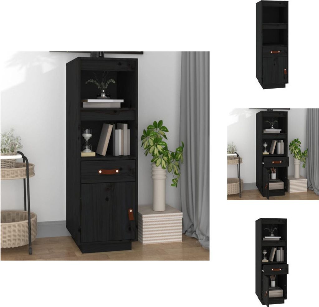vidaXL Highboard Schwarz 34x40x108,5 cm Massivholz Kiefer - Sideboards