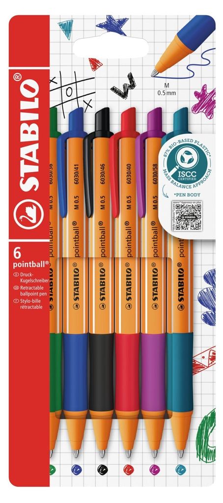STABILO Druck-Kugelschreiber -  pointball - 6er Pack - 6 Produktbild 