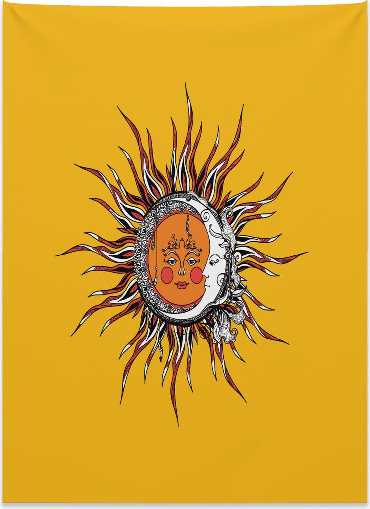 Abakuhaus Sonne Wandteppich, Abstraktes himmlisches Design aus Weiches Mikrofaser Stoff Kein Verblassen Klare Farben Waschbar, 110 x 150 cm, Mehrfa...