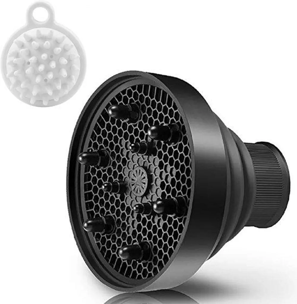 Accessoire de coiffure pliable avec brosse de massage universelle noir