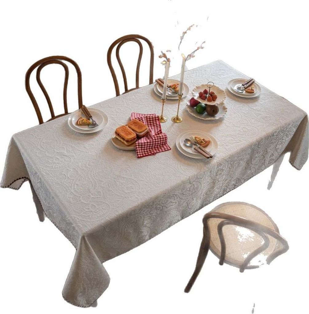 INF Französische Tischdecke, Jacquard-Mischgewebe, Weiß, Verschiedene Größen M