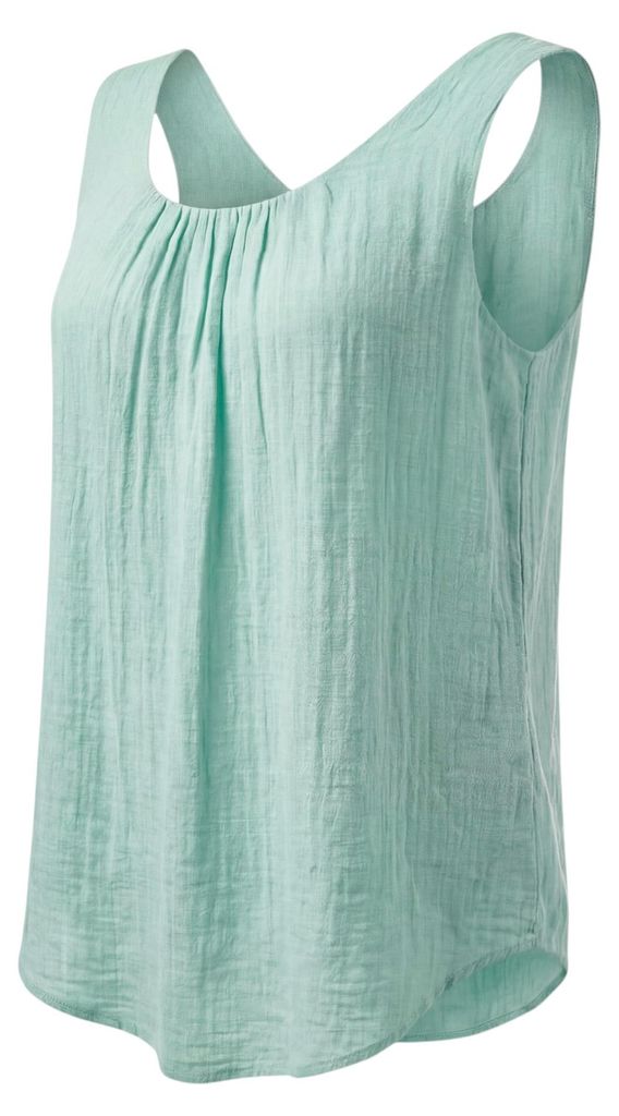 Trägertop Sommer Shirt Innentop blickdichtes Leinenoptik Oberteil 36-48 Damen