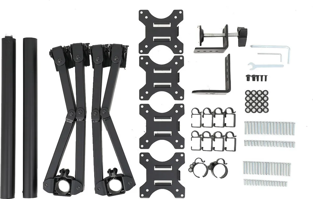 Support Écran LCD Quad réglable en hauteur avec Rotation 360 Degrés