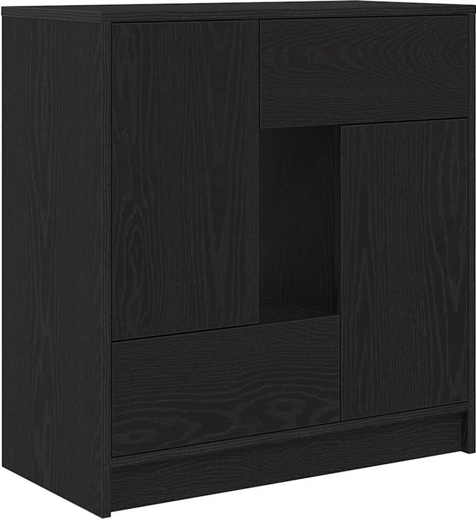 Sideboard mit Schubladen und Türen Schwarz Eichen-Optik