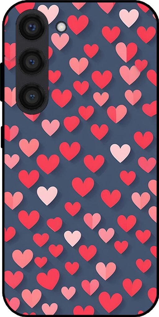 Smartphonica Telefon Fall passt Samsung Galaxy S23 mit rosa und roten Herzen drucken - TPU Backcover Fall mit rosa und roten Herzen Design