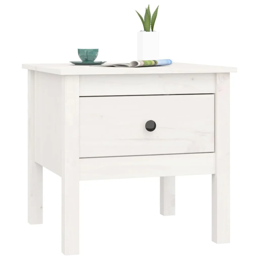 Tables d'appoint Blanches en Pin Massif 50x50 cm - Design Durable - 13