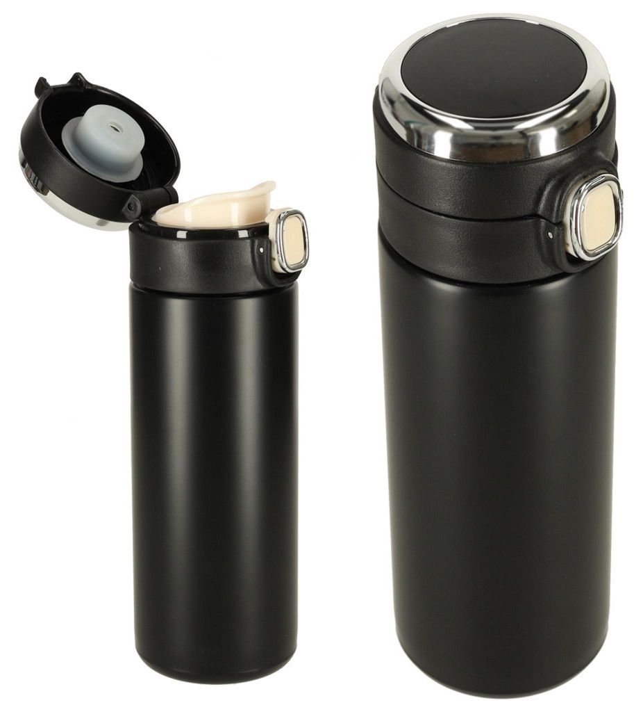 Thermobecher mit Mundstück LED-Thermoskanne 420ml schwarz
