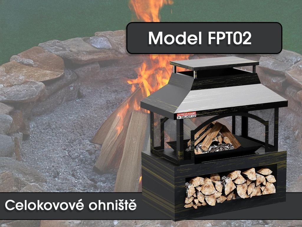 Celokovové ohniště FPT02, 94 x 82 x 45 cm, s ochranou proti Obrázek produktu 