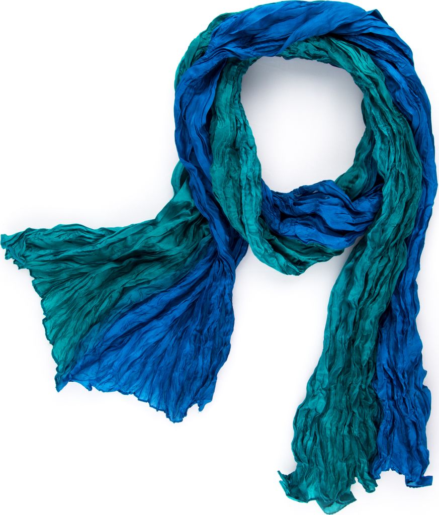 Knitterschal Halstuch Schal XXL grün blau Farbverlauf Seide 180x90cm
