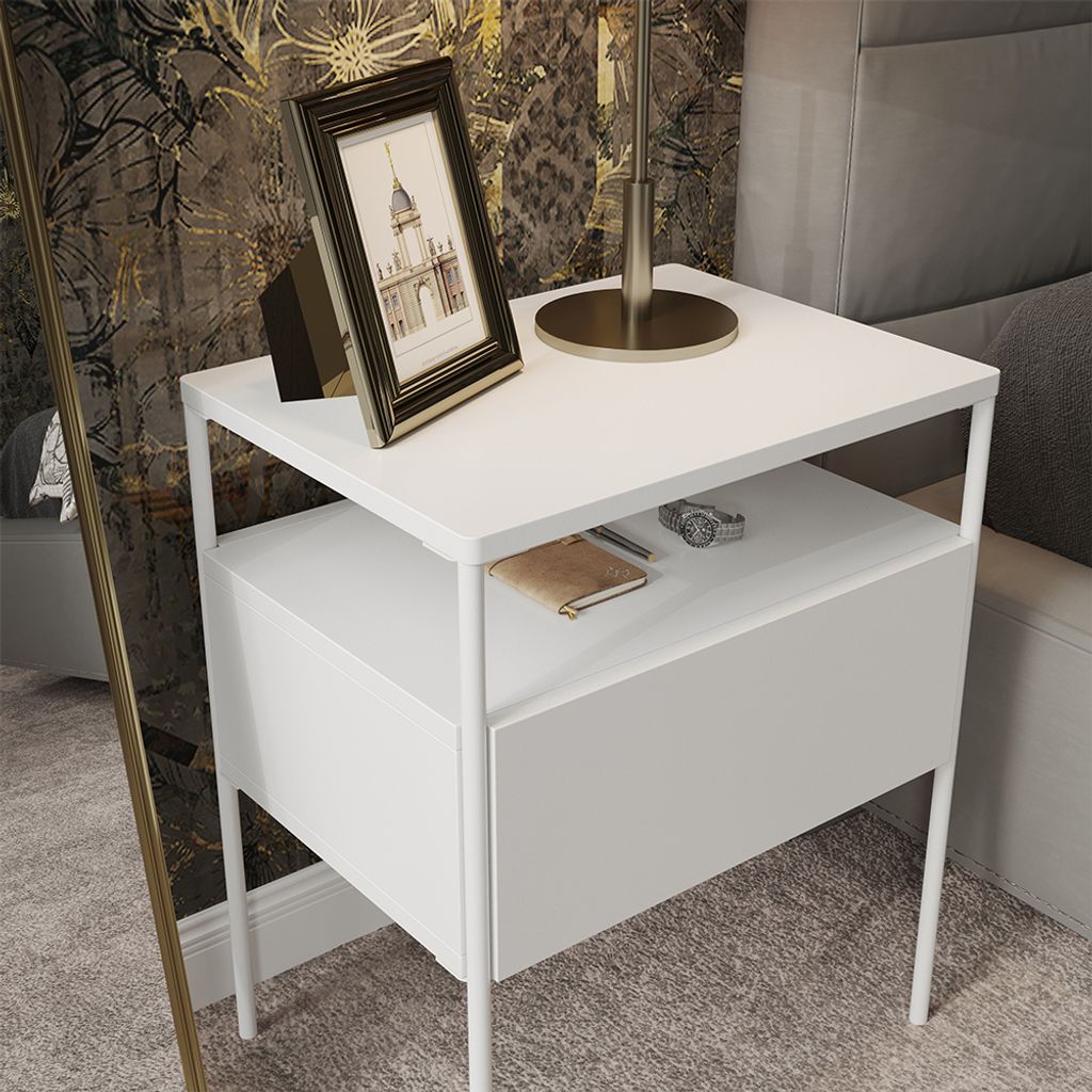 Vicco Comodini Letto Irma - Set Da 2, Nero Lucido, 3 Cassetti, 37.6x66x35.5 Cm, Design Moderno, Antigraffio - 5