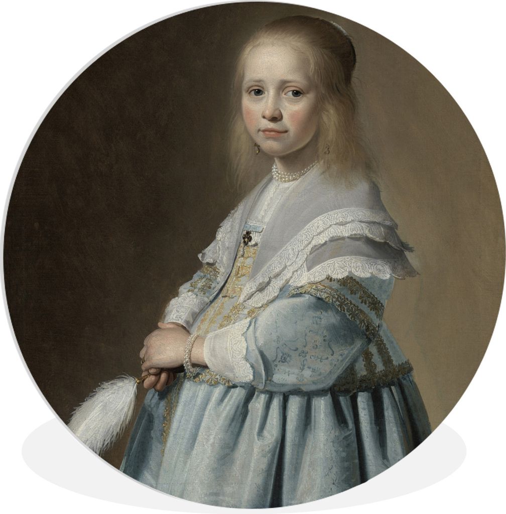 MuchoWow Rundes Wandbild - Runde Bilder Bildnis eines Mädchens in Blau - Johannes Cornelisz Verspronck Ø 30 cm Kreis Wanddekoration Kunststoff ...