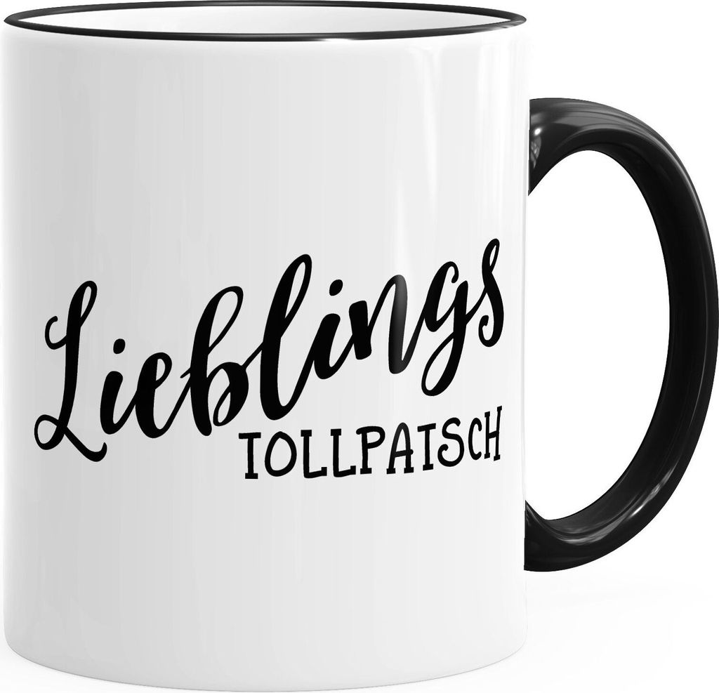 Tasse Lieblingstollpatsch Geschenk Liebe Freundin Lustig Kaffeetasse Teetasse Keramiktasse MoonWorks schwarz unisize