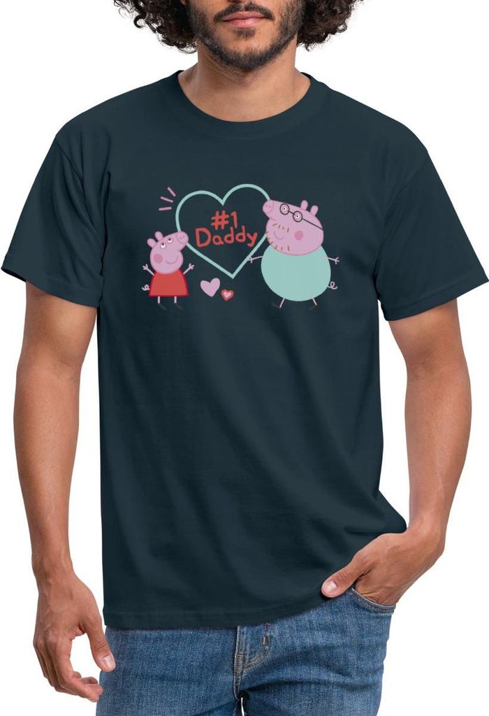 Spreadshirt Peppa Pig Design No. 1 Daddy: Peppa & Papa Wutz Männer T-Shirt, S, Navy