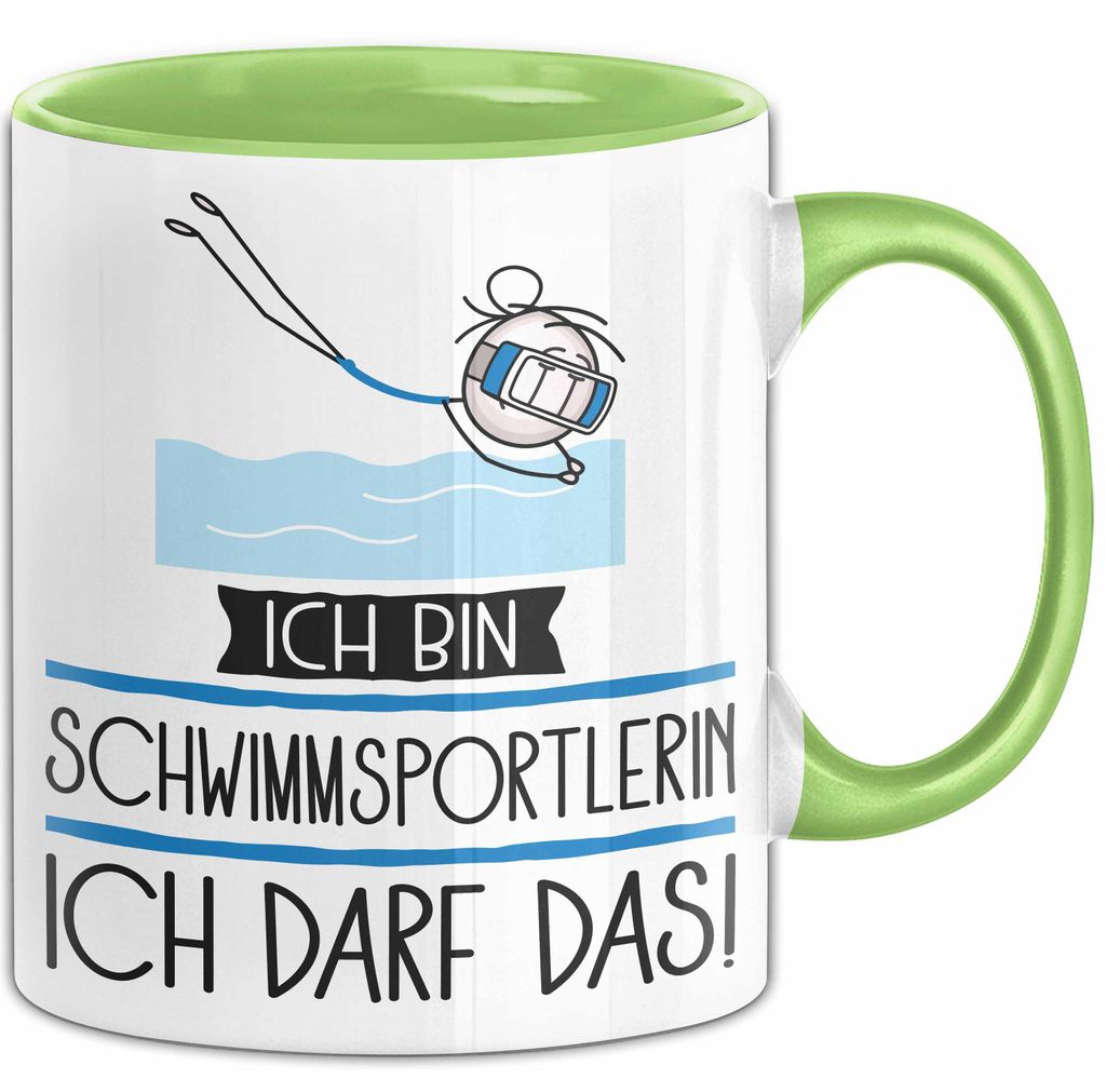 Geschenk für Schwimmsportlerin Tasse Lustige Geschenkidee Geburtstag Ich Bin Schwimmsportlerin Ich Darf Das (Grün)