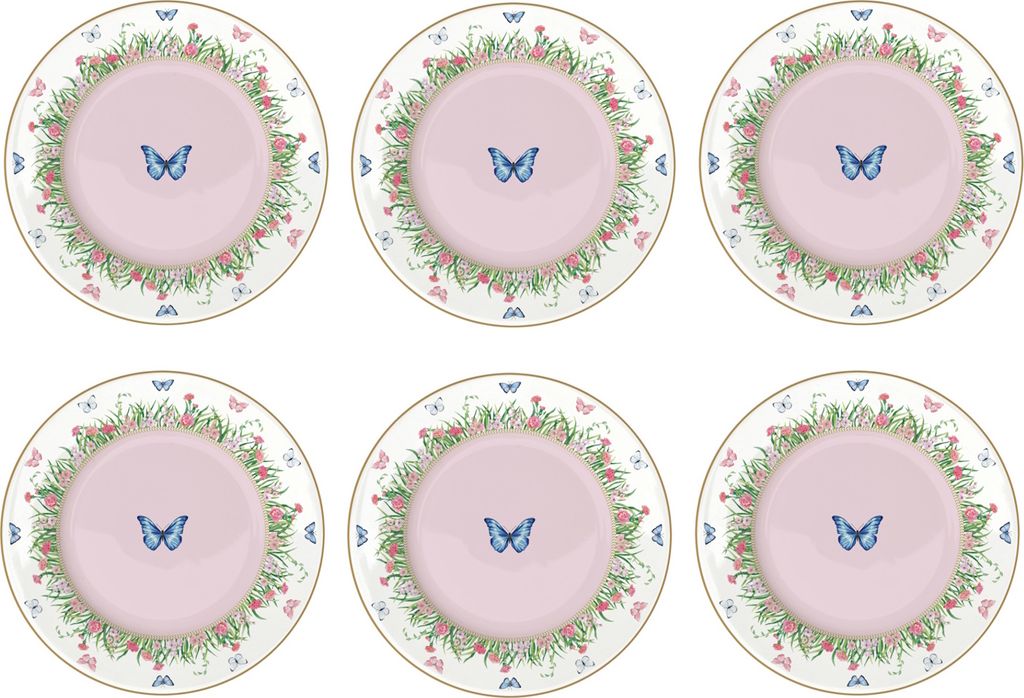 6er Set Kuchenteller SPRING PARADE Schmetterlinge 19cm aus Porzellan Easy Life
