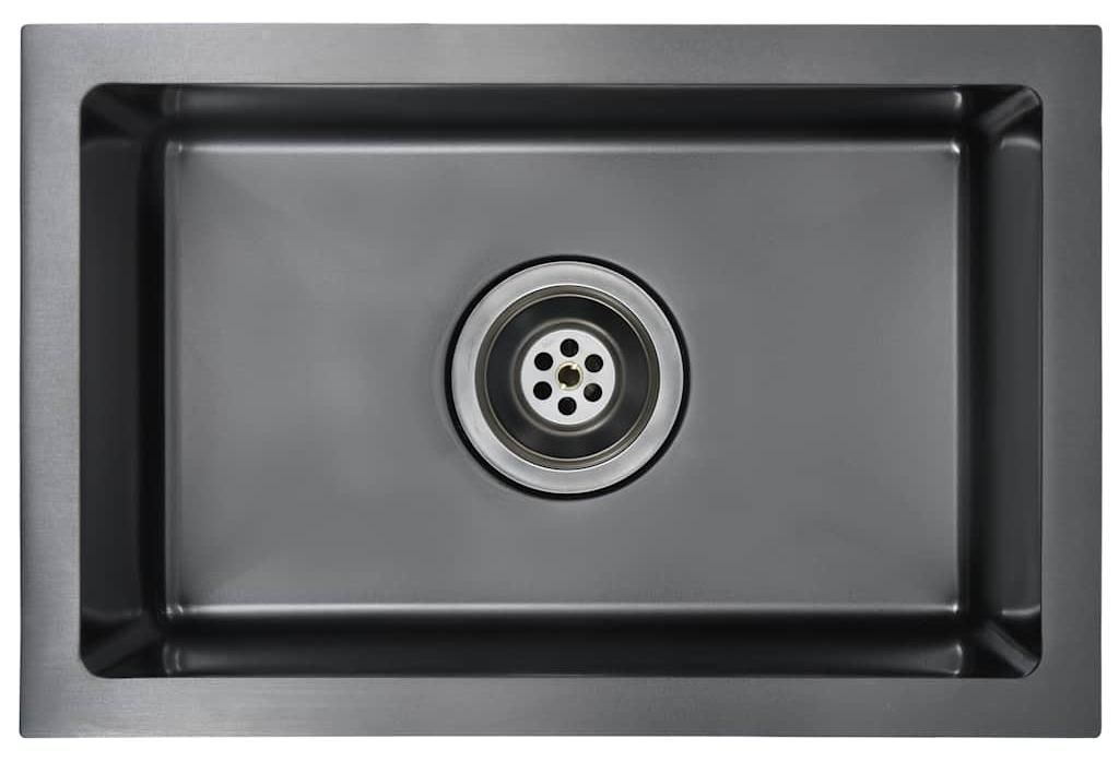 vidaXL Évier de cuisine fait main noir acier inoxydable Image du produit 