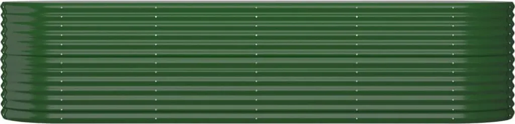 Bac à fleurs en acier résistant 296 cm de long avec finition verte