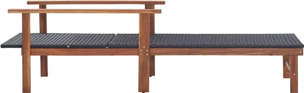 vidaXL Sonnenliege Poly Rattan und Massivholz Akazie Schwarz