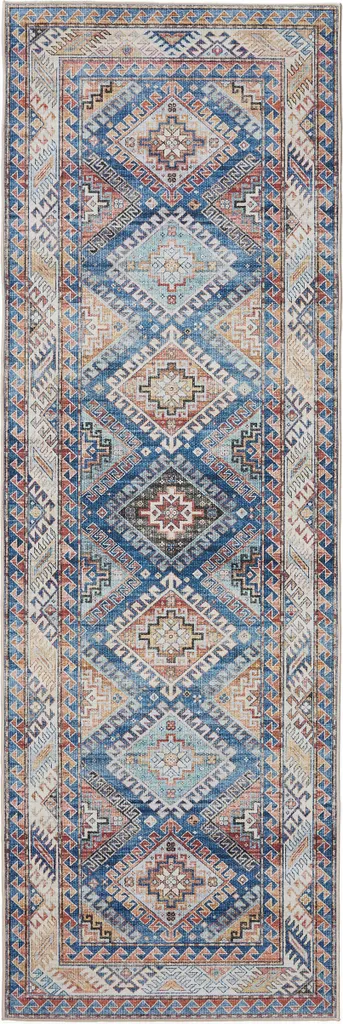 Interiyou Tapis Lavable Gent Bleu 80x240 cm - Tapis de Couloir Moderne