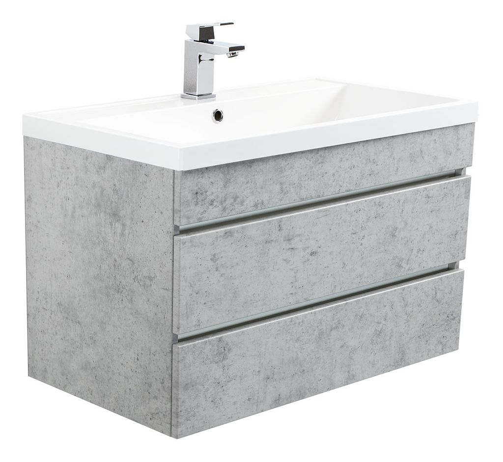 Badmöbel Via 80 SoftClose beton mit grifflosen Schubladen : Beton Varianten: Beton