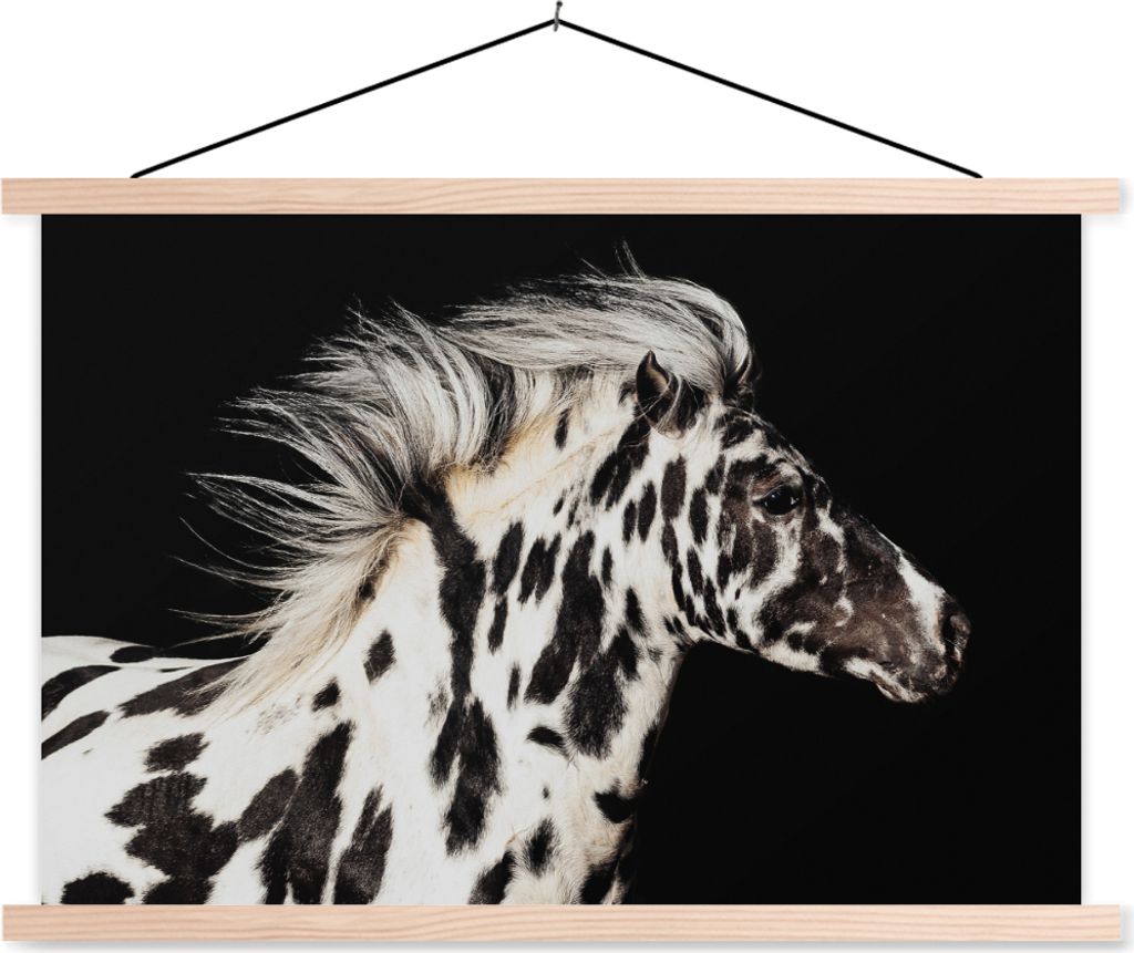 MuchoWow Textilposter Pferd - Punkte - Weiß 60x40 cm mit holzfarbenen Rahmen - Bilder