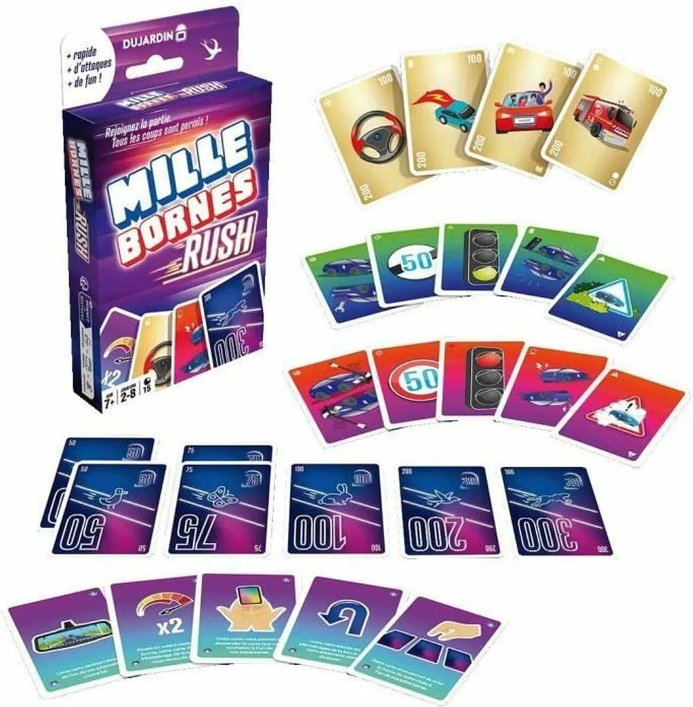 Jeu de société Dujardin Mille Bornes Rush : la course folle en famille - 2