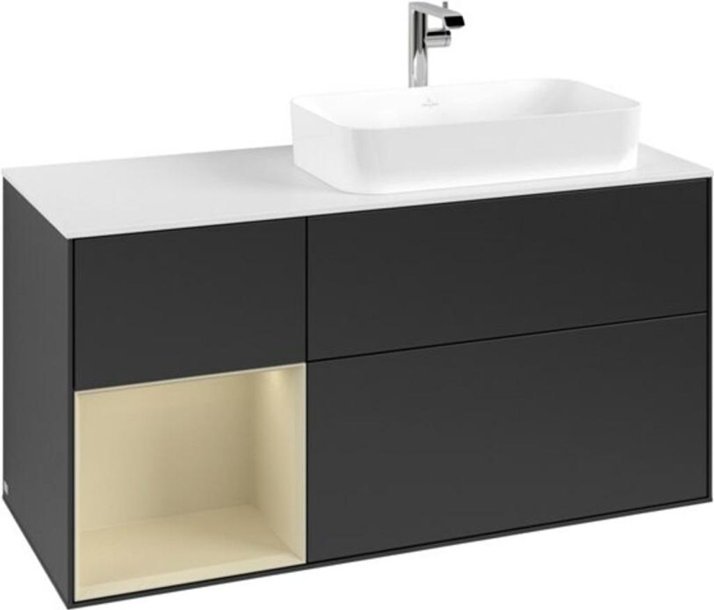 V&B Waschtischunterschrank Finion 120cm, Pl w m, Rg l si G m La, bla m Lac