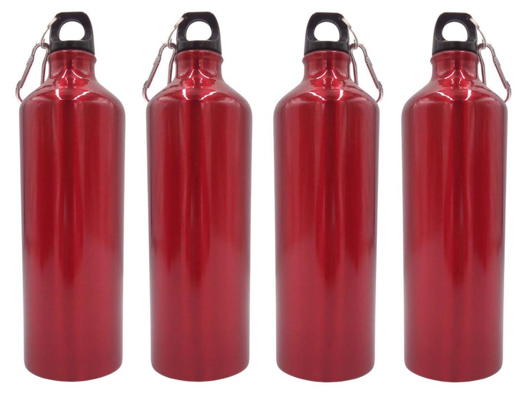 4x Gourde en aluminium 1 litre rouge avec mousqueton Gourde Image du produit 