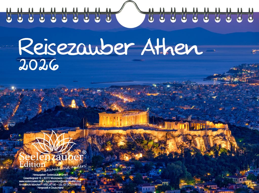Reisezauber Athen DIN A5 Kalender für 2026 Griechenland Strand Meer Urlaub - Seelenzauber