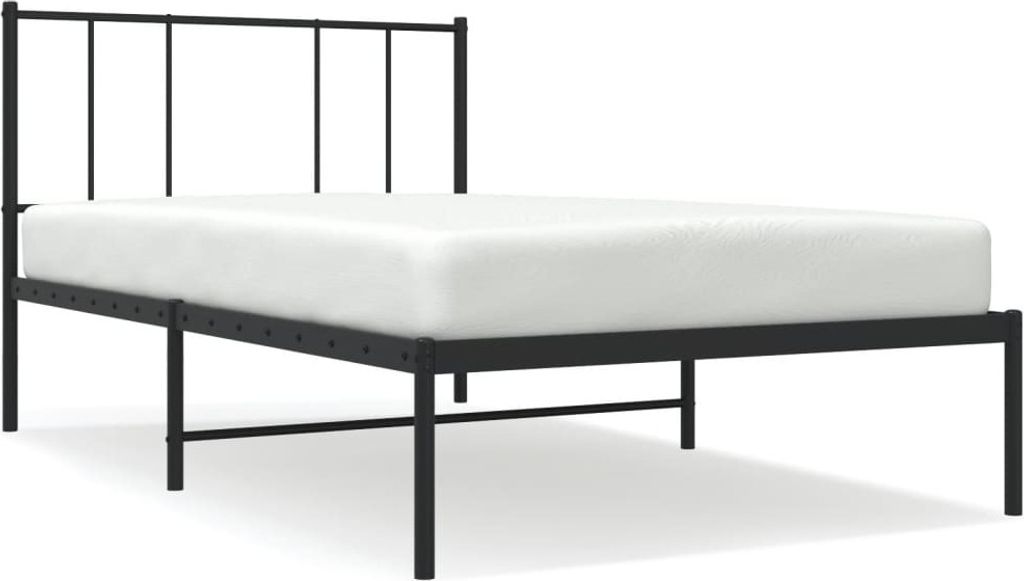 vidaXL Struttura letto con testiera in metallo nero 90x200 Immagine del prodotto 