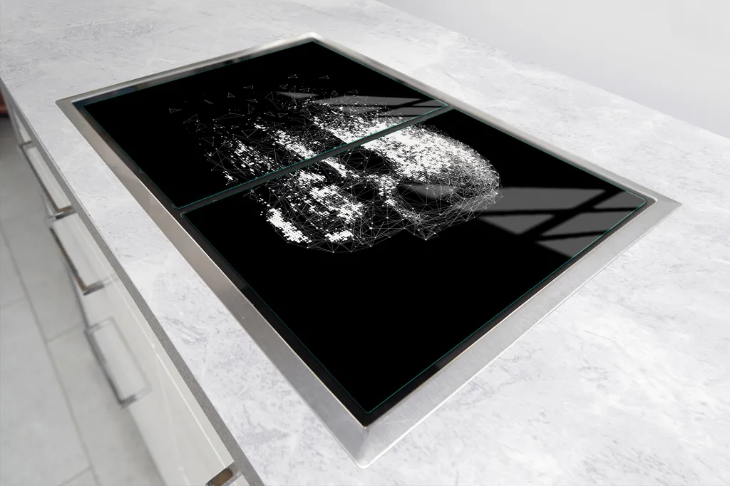 Copri Piano Cottura Vetro Ceramico 35x52 Cranio Nero | Qualità Top - 6