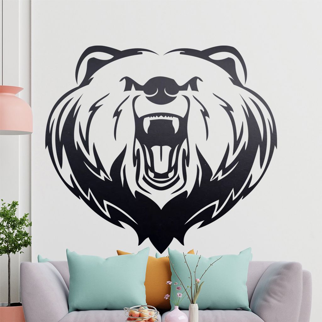 KIWISTAR Braunbär - Bär Wildniss Aggresiv Zähne Wandtattoo in 6 Größen - Wandaufkleber Wall Sticker - Dekoration, Küche, Wohnzimmer, Schlafzi...