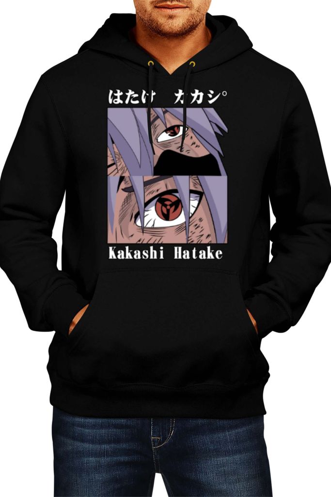 Herren Kapuzenpullover Japan Manga Comics Anime Naruto Kakashi Chidori Var-048 Hatake Chidori, Man L / Schwarz